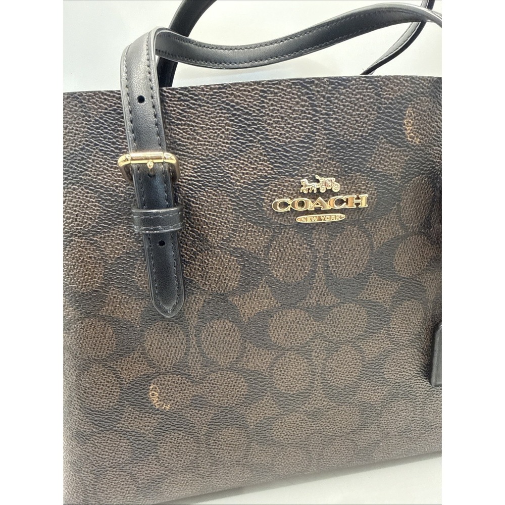 Coach Mollie Tote 25 in Signature Canvas Women Brown Black - Picture 2 of 12